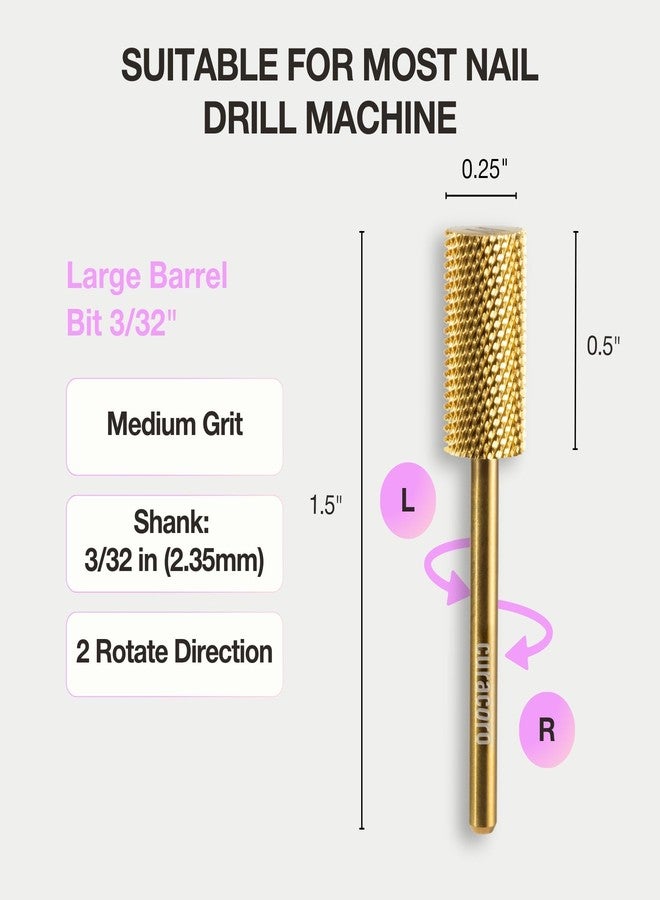Curacoro Nail Drill Bits 3/32'' - Safe Smooth Stop Large Barrel Carbide Bit (Medium) for Professional Finish, Fast Remove, Refine & Smooth Acrylic or Gel Nails, Nail Art Pedicure Manicure Salon & Home - Image 3